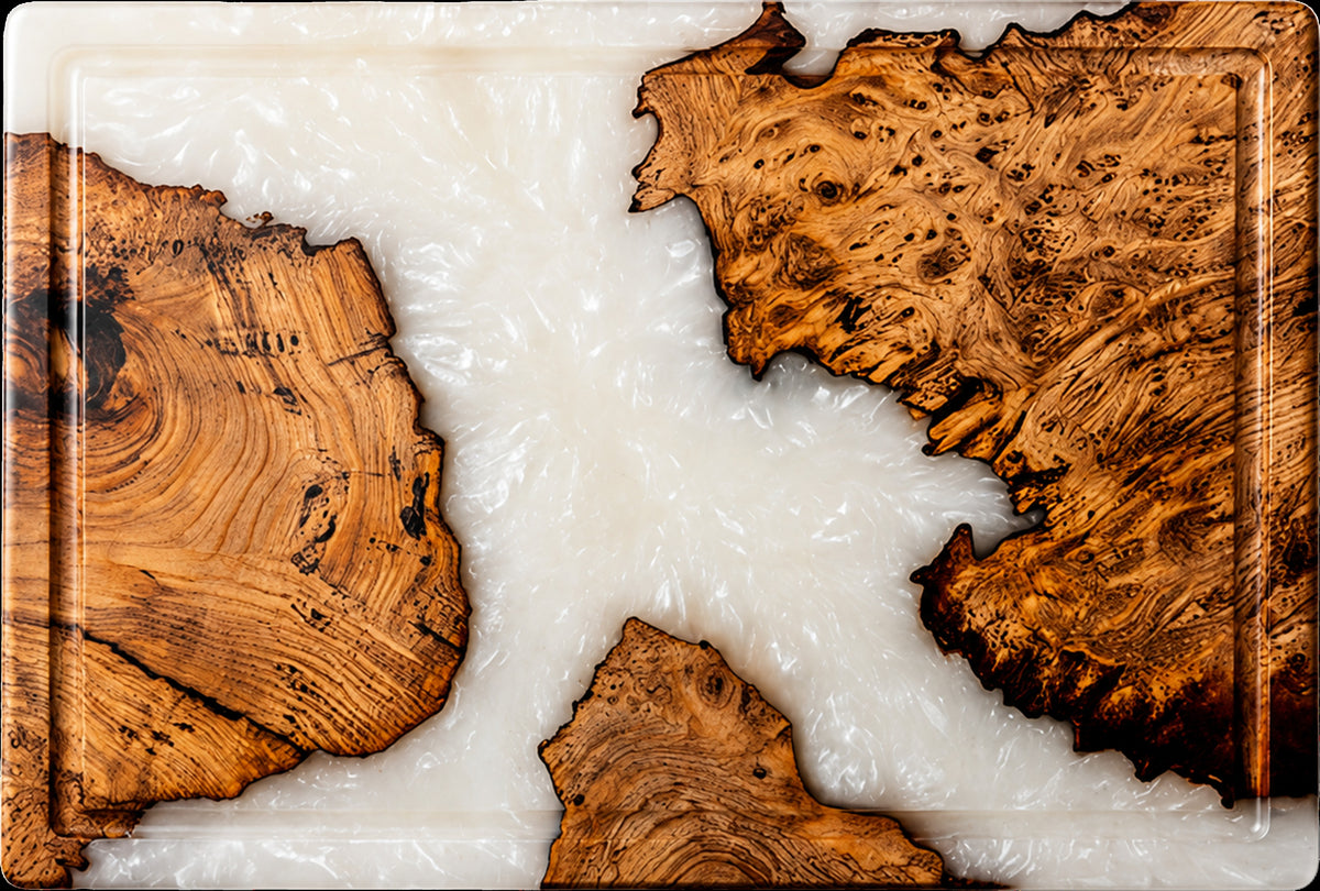 Epoxy Cooking Board – White, seen from above